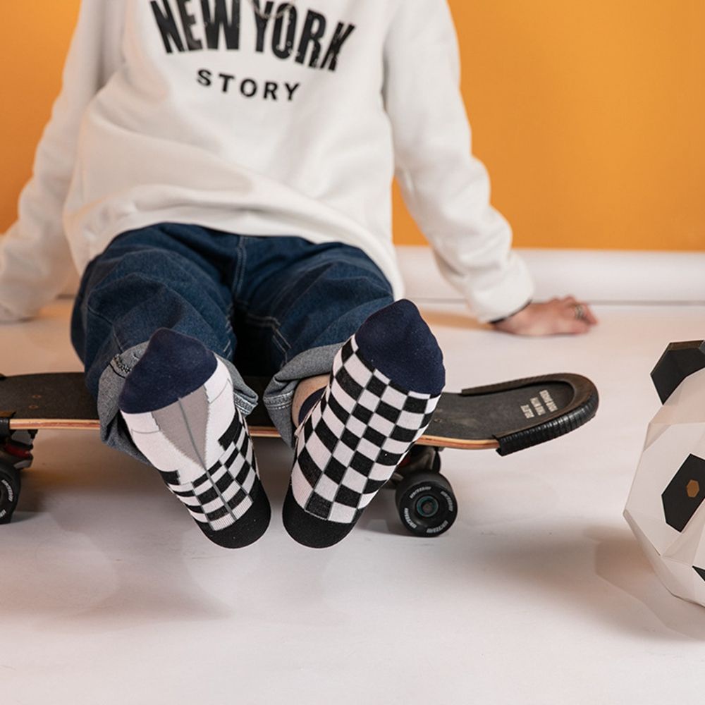 Vớ thể thao cotton mềm mại thấm hút mồ hôi họa tiết hình học đơn giản cho nam