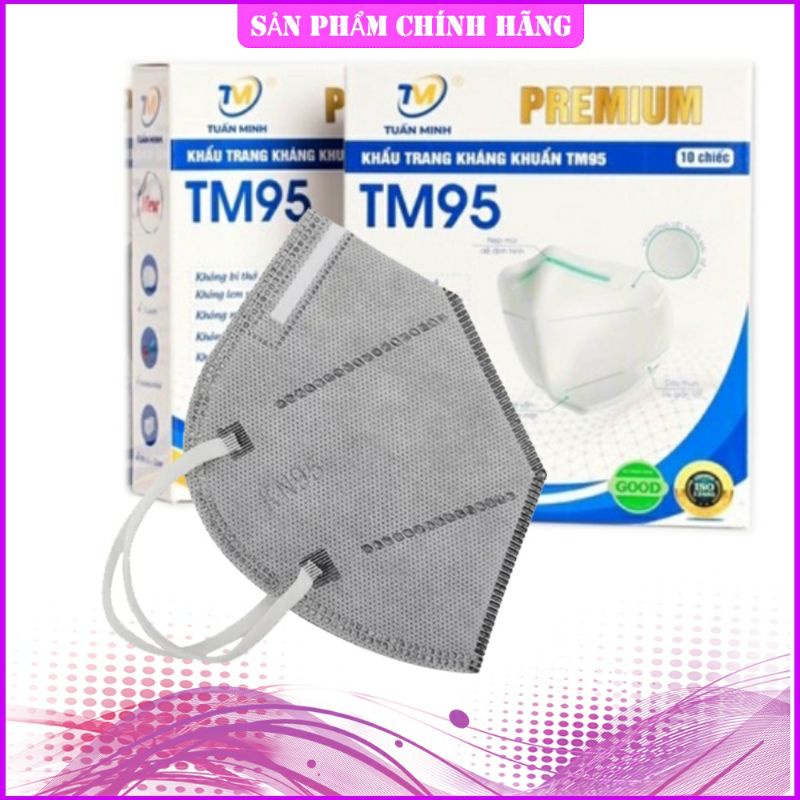 KHẨU TRANG 5 LỚP TUẤN MINH TM 95 TRƠN KHÔNG VAN HAI MÀU TRẮNG XÁM DẦY DẶN QUAI MỀM KHÔNG ĐAU TAI, DỄ CHỊU KHI SỬ DỤNG