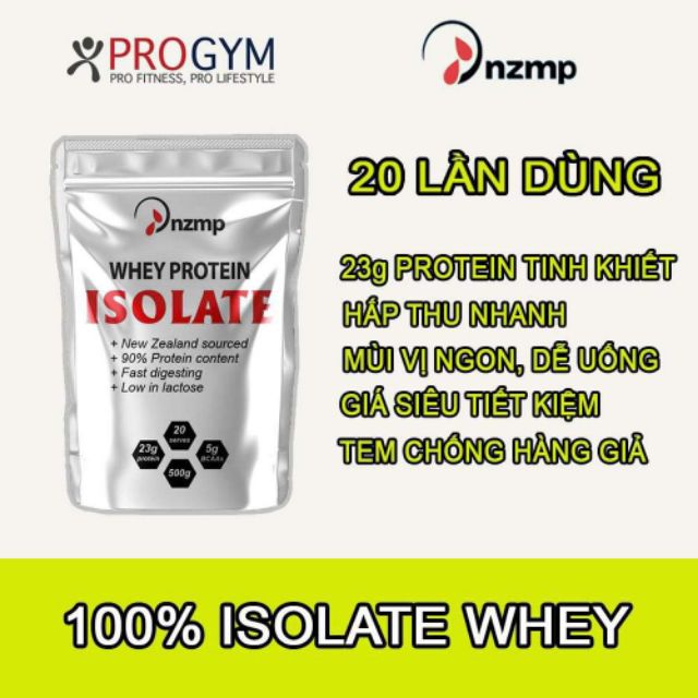 [Tặng Bình Lắc] COMBO 2 TÚI WHEY ISOLATE PROTEIN NZMP (40 serving) - Tăng Cơ Giảm Mỡ