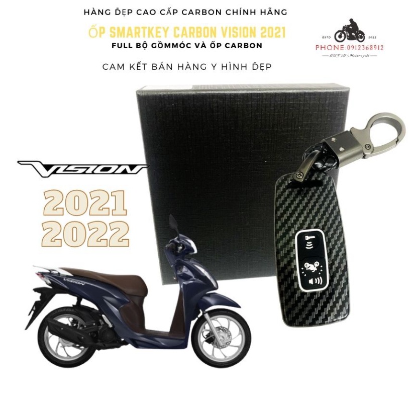 Ốp Carbon Chìa Smartkey vision 2021, vision 2022  ( 2 nút carbon )