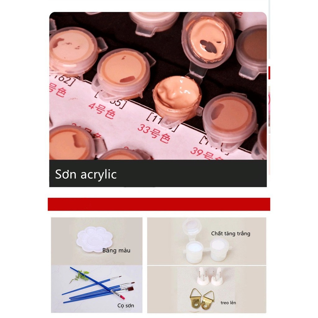 Tranh Sơn Dầu Họa Tiết Hoa Dễ Thương 40x50cm
