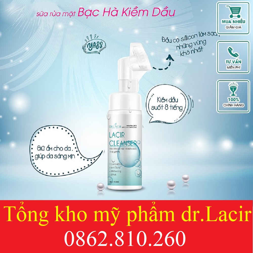 Sữa Rửa Mặt Bạc Hà kiềm dầu Lacir Cleanser của Dr.laci