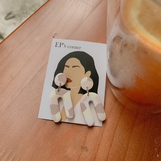Khuyên tai đất sét nung Polymer Clay (Cappuccino)