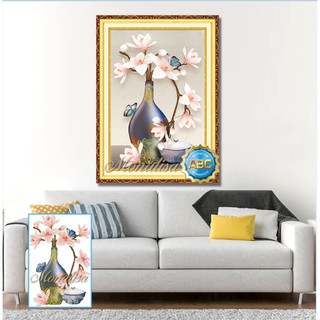 Tranh đính đá Bình hoa lan Kt 50x70cm