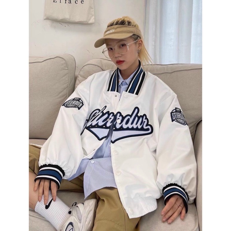 Áo khoác bomber nam nữ Unisex cao cấp 2 lớp dày dặn, áo khoác dù phao đẹp form rộng mặc đôi, couple màu đen trắng K091