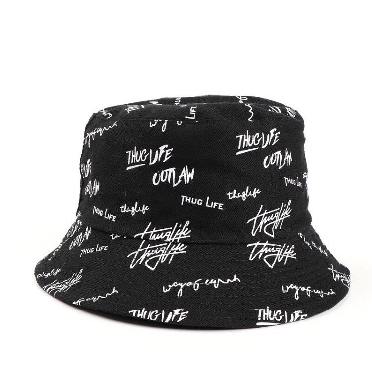 Nón bucket,mũ vành tròn in chữ Thuglife 2 màu đen trắng Ulzzang Unisex nam nữ-Hazis Store
