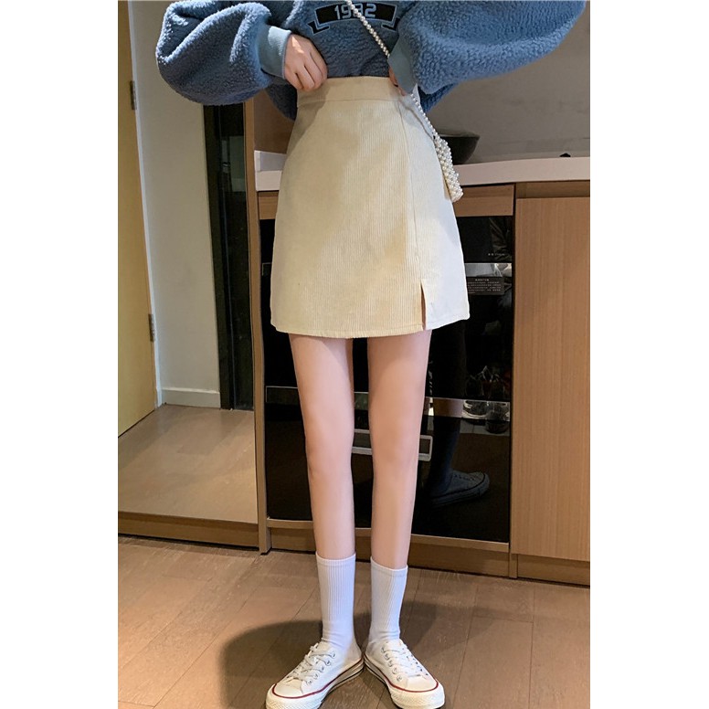 Chân Váy Nhung Lưng Cao Xẻ Tà Phong Cách Vintage Hàn Quốc Cho Nữ | BigBuy360 - bigbuy360.vn