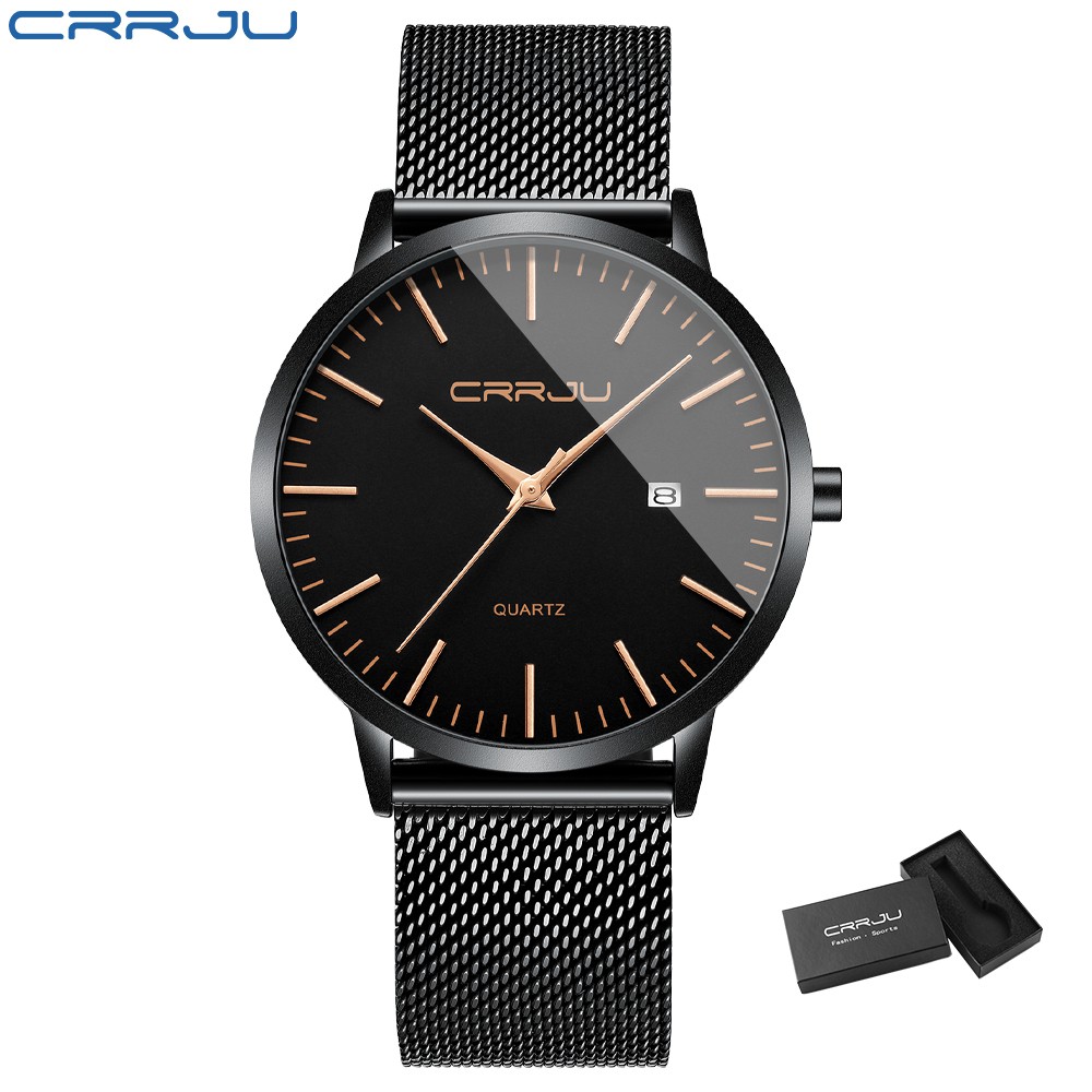 Đồng Hồ CRRJU 2172 Máy Nhật Bản Bằng Thép Chống Nước Chống Trầy Siêu Mỏng Cho Nam