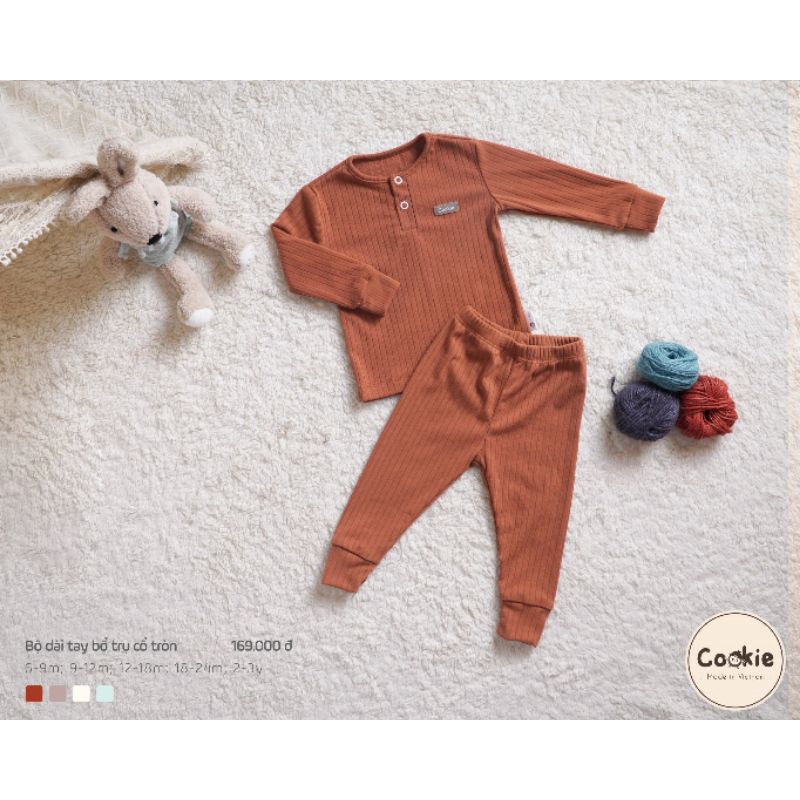 Bộ Bổ Trụ Cổ Tròn Cotton Tăm Dày Cookie C4 • 12-18m 18-24M 2-3Y • Choding Home