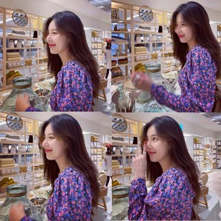 (ORDER) Váy hoa tím dáng dài tay cổ vuông sang chảnh kiểu Pháp HOT 2020 (Phong cách mới 2020)