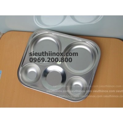Khay cơm 5 ô tròn inox 304
