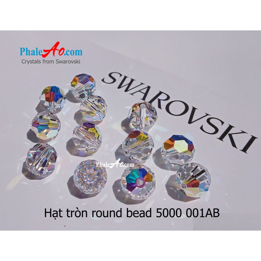 Vòng tay pha lê Swarovski hat tròn crystal bead 5000 phối với ngoc trai pearl 5810