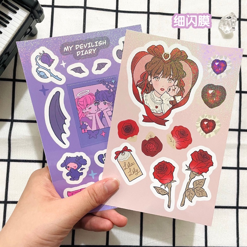 Peach 1Pcs Cute phone lover figure sticker Journal Scrapbook Decor Sticker
