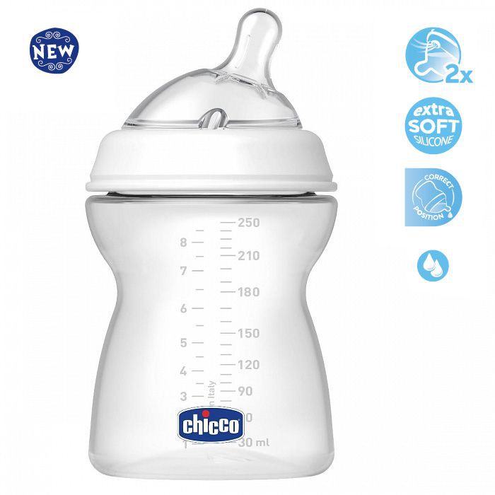 Bình sữa núm nghiêng Pisa Natural Feeling 2M+ Chicco 250ml