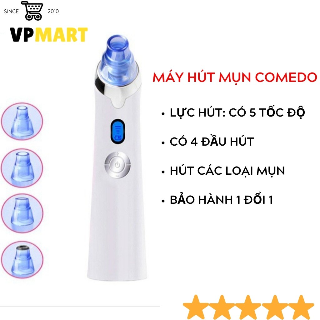 Máy Hút Mụn Mini ⚜️ FREESHIP ⚜️Máy Hút Mụn Spa COMEDO Có 5 Chế Độ Hút Và 4 Đầu Hút Chuyên Dụng