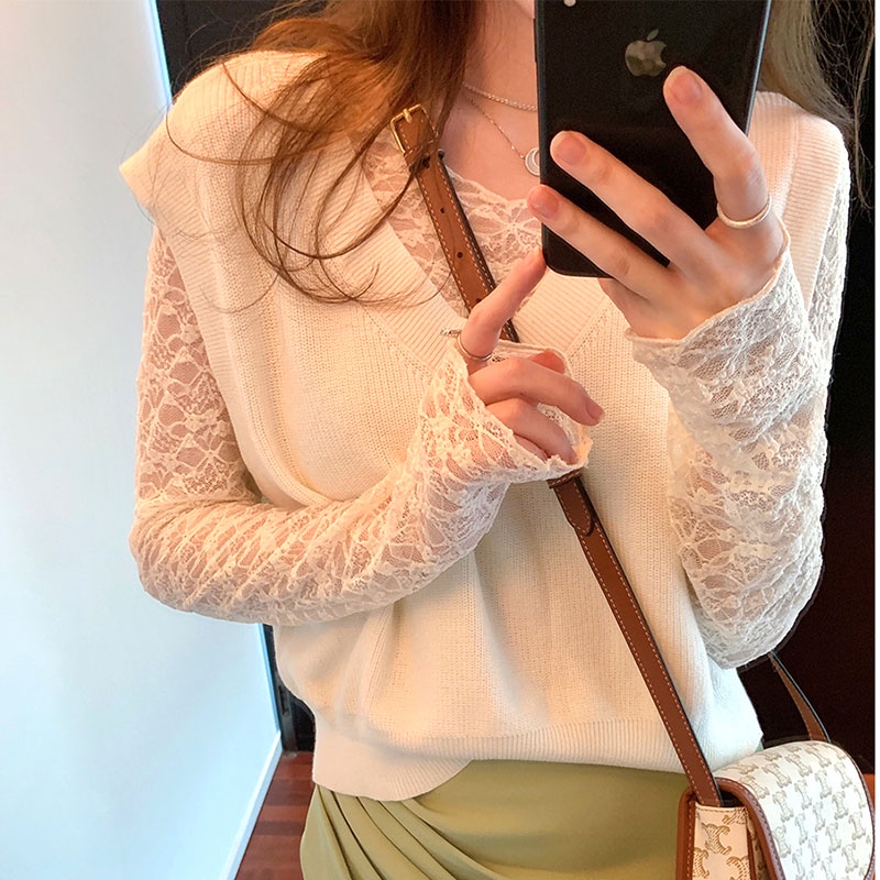 Áo lưới ren mỏng thời trang tay dài cho nữ MS65