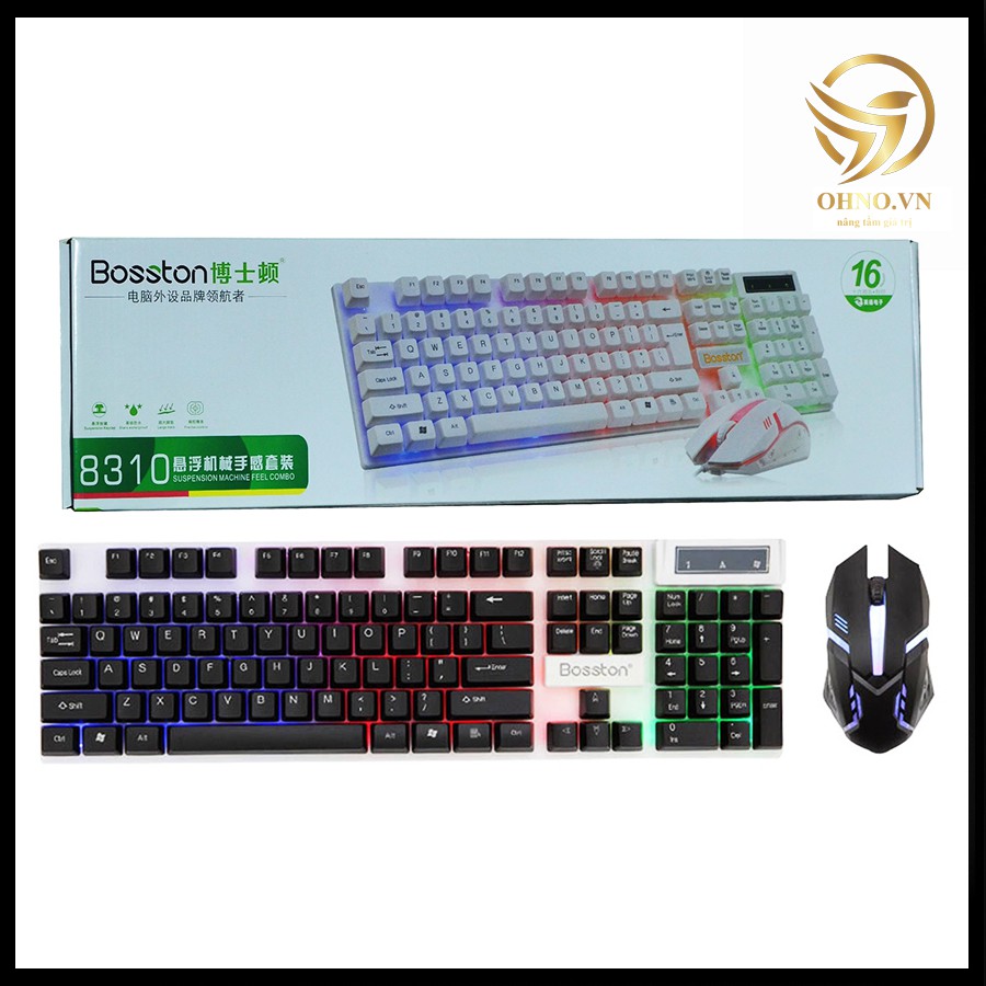 Combo Chuột Bàn Phím Cơ Bosston Bàn Phím Giả Cơ Led Gaming Có Dây Chơi Game