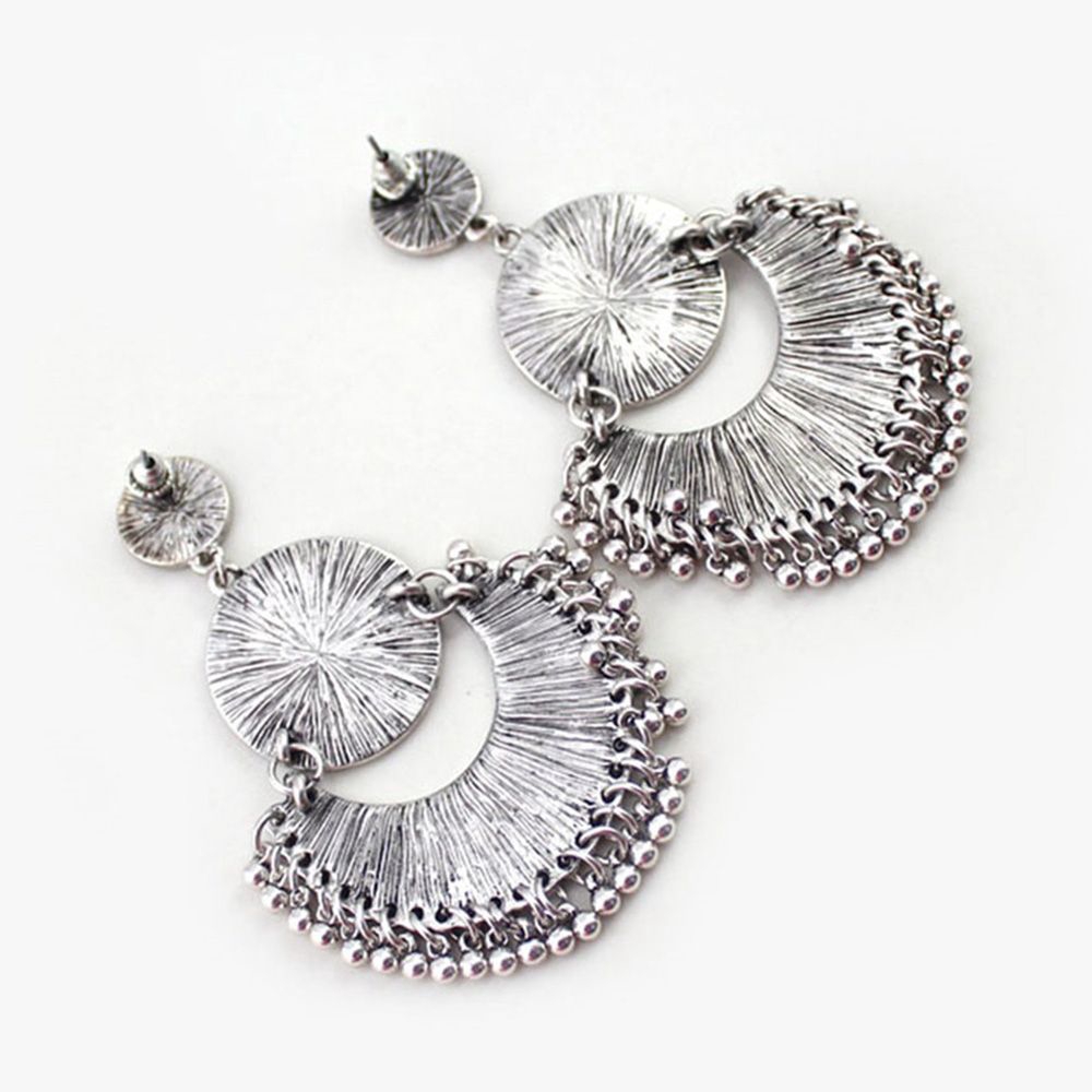 MXGOODS for Women Jewelry Carved Flower Boho Hollow Out  Crescent Drop Earrings