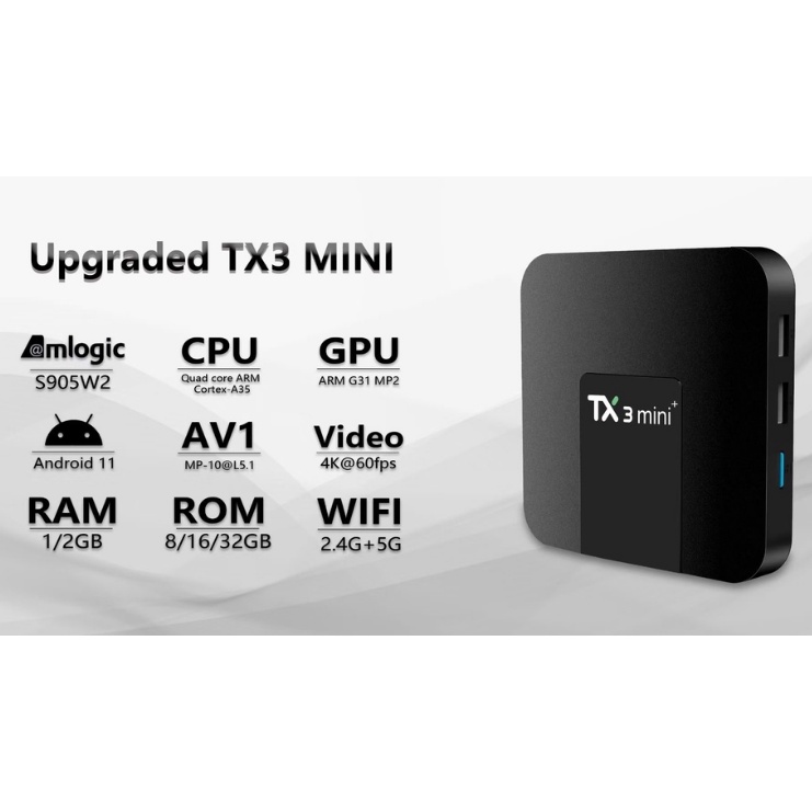 Android TV Box TX3 mini Plus 2022 - Android 11 ATV, Amlogic S905W2, Ram 2G, Single Wifi 2.4GHz