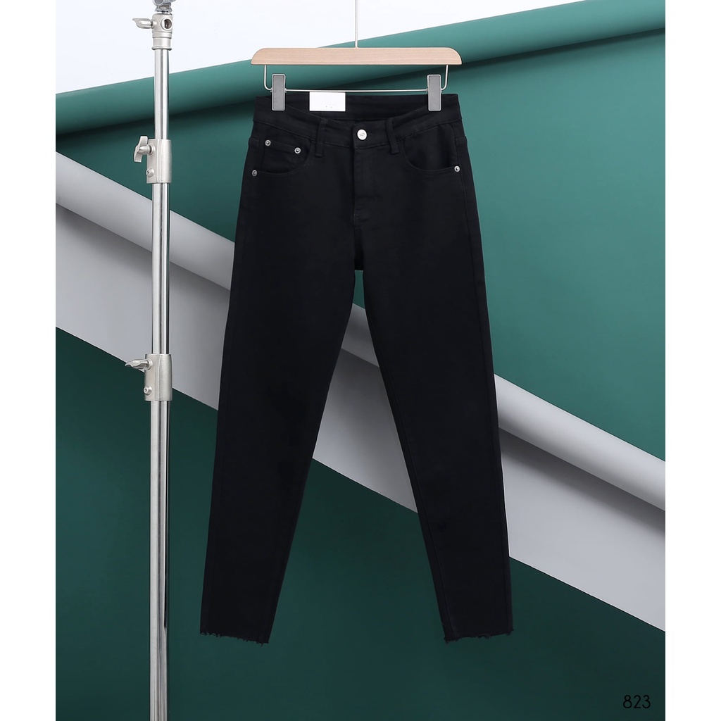 Quần Jean Nam Màu Đen Trơn , Cắt Gấu 823 Phong Cách Thời Trang Cao Cấp Athena-Menswear
