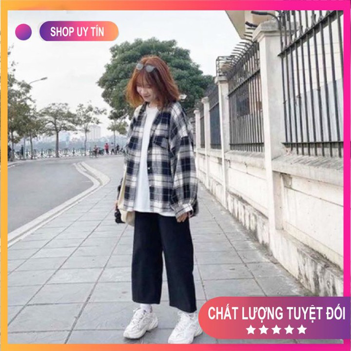 Áo Kẻ Caro 🎀[FREESHIP]🎀 Áo Sơ Mi Nữ Dáng rộng-dài tay, chất liệu Kate phong cách trẻ trung cho nữ Mã TT05