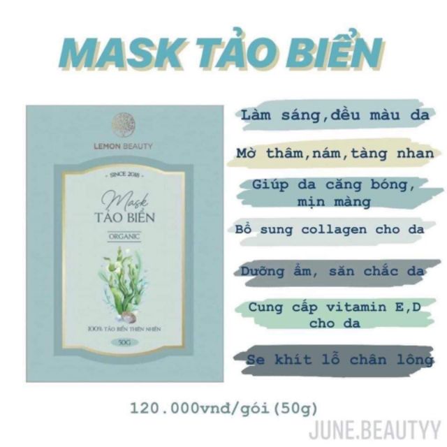 Mask tảo biển (tặng que, cọ, quà) handmade Lemon Beauty freeship