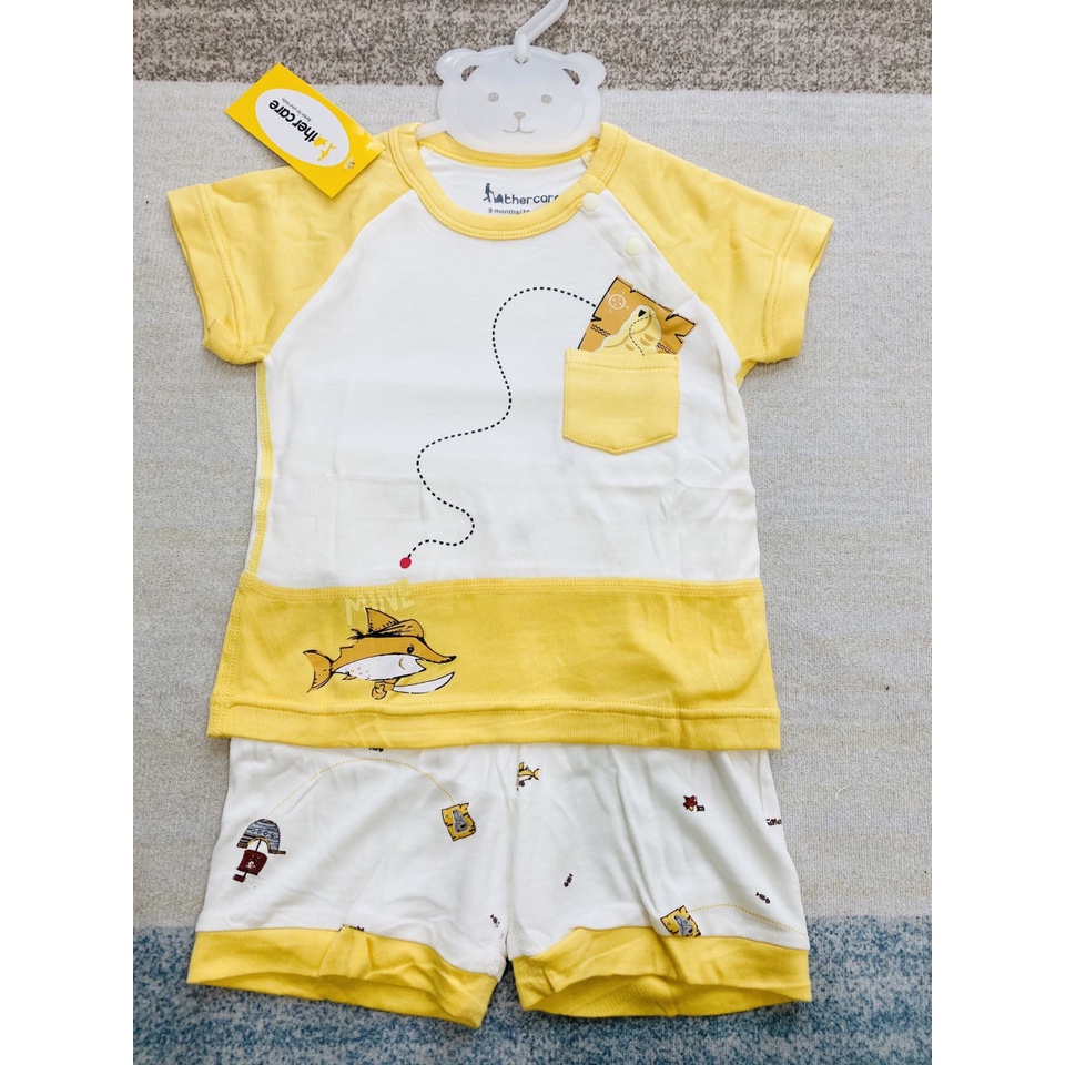 Bộ cộc tay cài vai chất sợi tre Father care cho bé