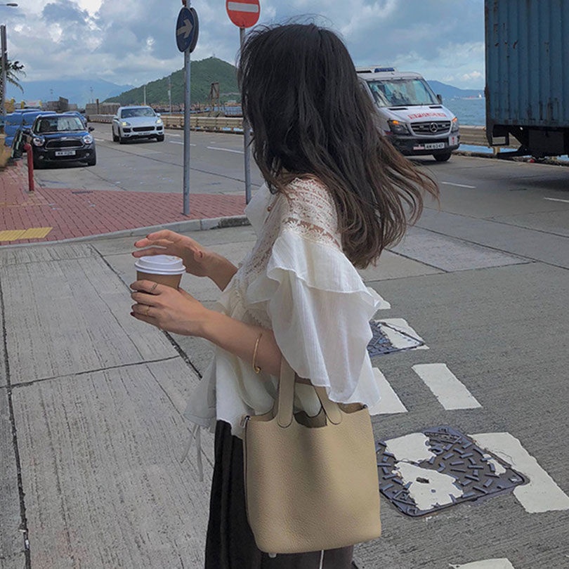 Áo Sơ Mi Voan Tay Ngắn Cổ Chữ v Dáng Rộng Phối Ren Thời Trang Hàng Mới 2022