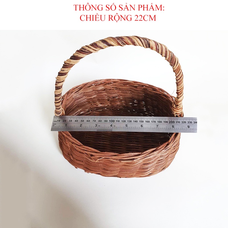 Giỏ Cắm Hoa Cao 27cm Màu Sắc Tự Nhiên, Trang Trí Decor Không Gian Nhà Cửa