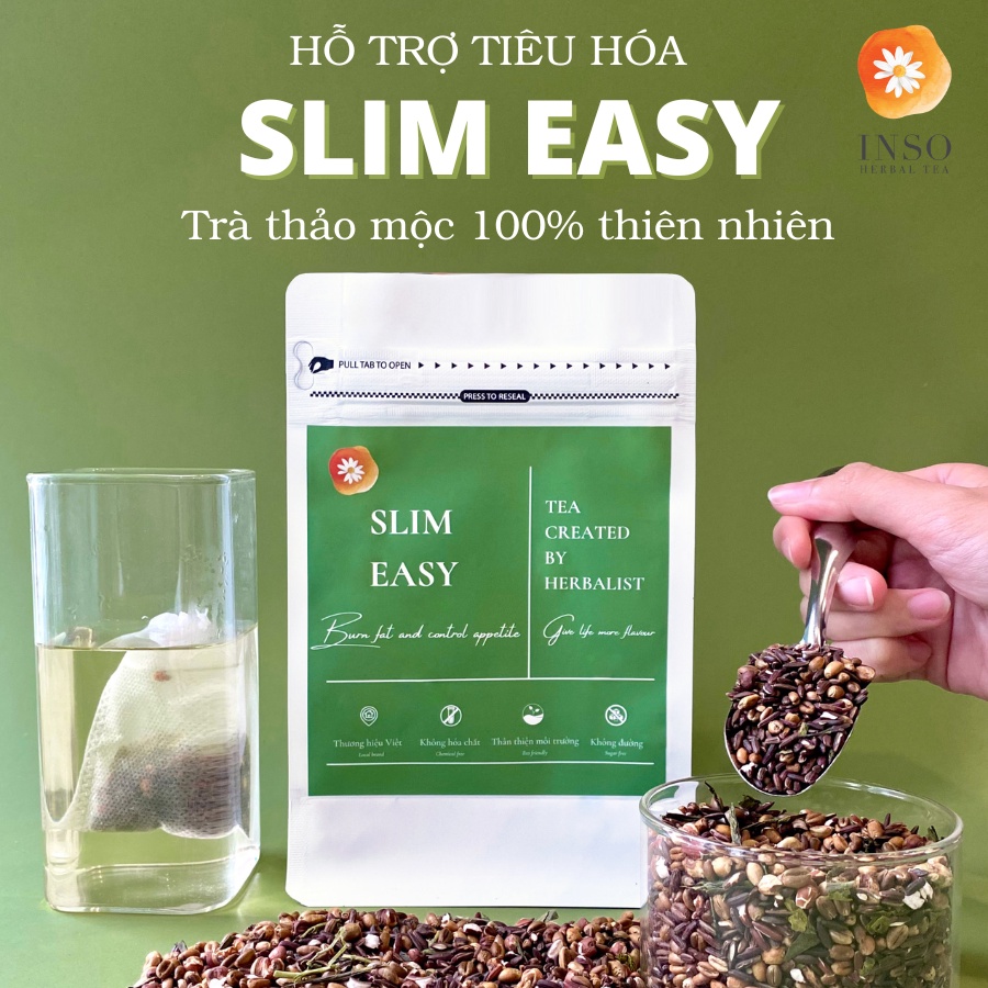 Trà hỗ trợ giảm cân, tiêu hóa tốt từ đại mạch, gạo lứt, ngũ cốc và sencha INSO HERBAL TEA - SLIM EASY 20 túi lọc 100gr