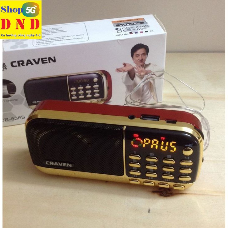 Loa CRAVEN 836S Nghe thẻ nhớ, USB, Radio, Nghe kinh phật - Pin 2 viên trâu chạy liên tục 16 giờ