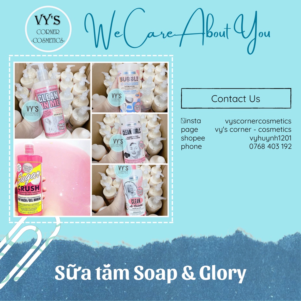 [SẴN_BILL] SỮA TẮM SOAP&amp;GLORY CLEAN ON ME CÁC LOẠI CHAI 500ML