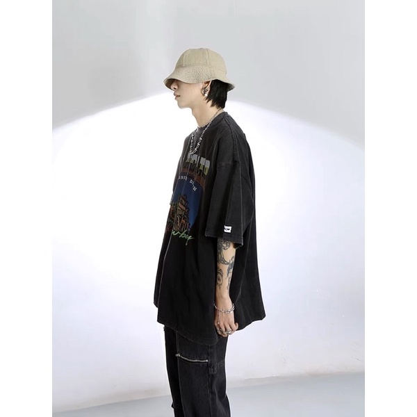 Áo phông wash dáng rộng Liberty chính hãng Made Extreme Black Air