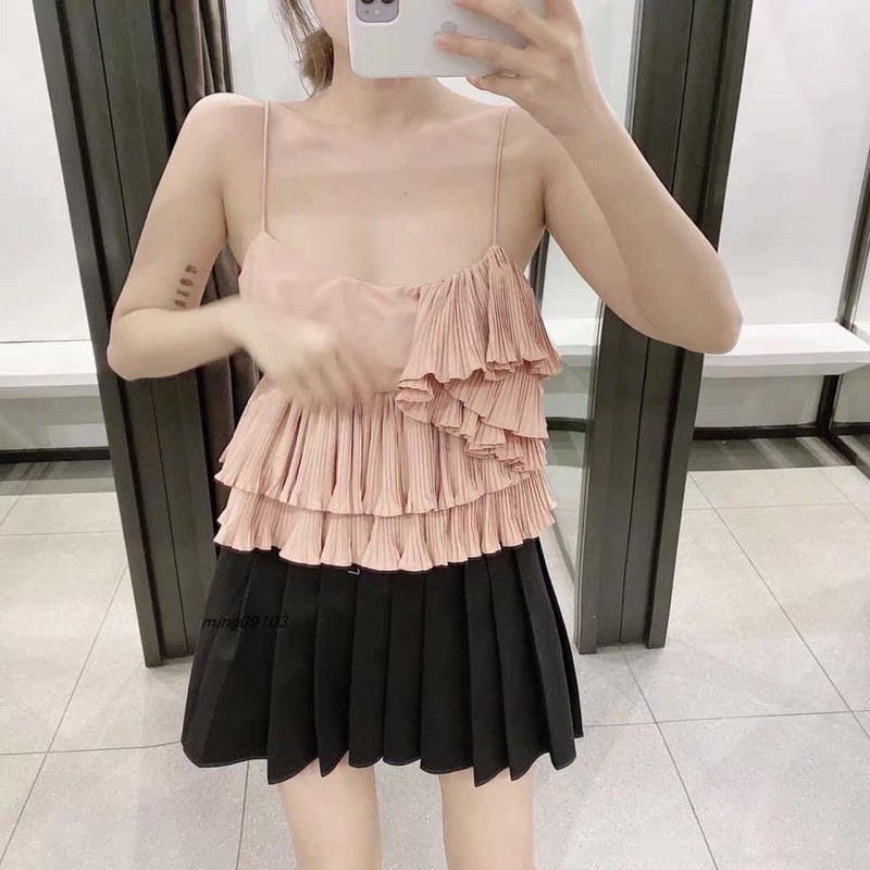 ANU306 - ÁO 2S DẬP LI BÈO HỒNG