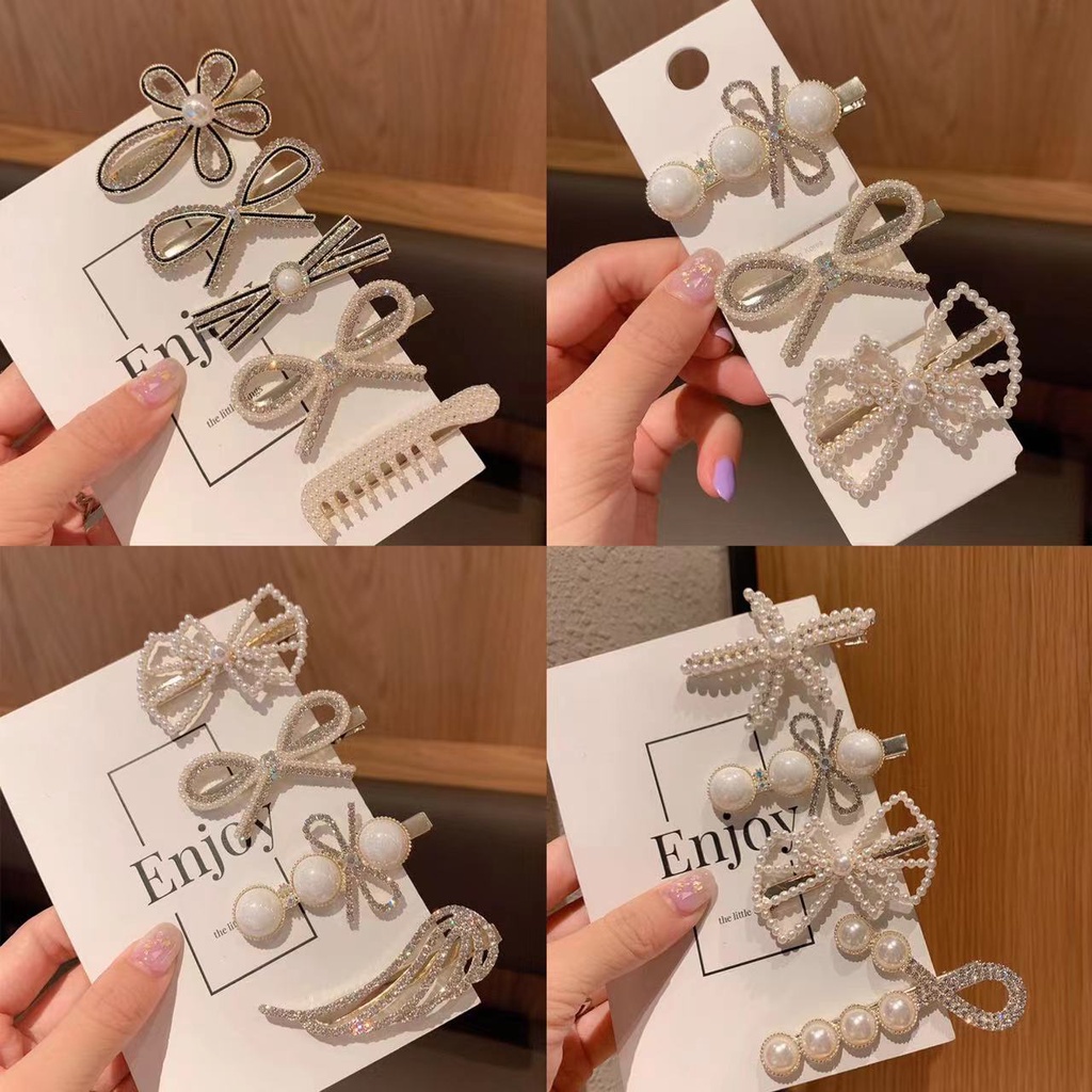 Kẹp Tóc Càng Cua Hàn Quốc Đính Đá Ngọc Trai Phụ Kiện Thời Trang Cho Nữ AB134