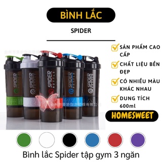 [Có sẵn] Bình Lắc Whey - Bình Nước Thể Thao, Tập Gym Đựng Protein 3 Ngăn 600ml Tiện Dụng 7875