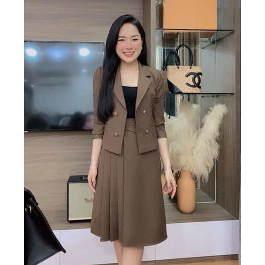 Set vest dạ nữ ZYM'S HOUSE họa tiết kẻ K454, K455