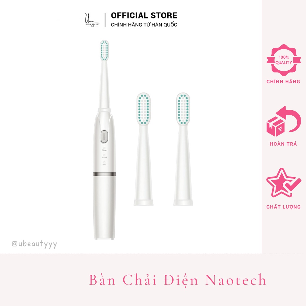 [Chính Hãng] Bàn Chải Điện Hàn Quốc Naotech - Bàn Chải + 2 Đầu Thay