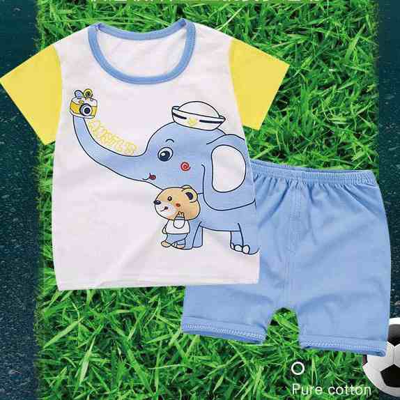 Set áo thun tay ngắn &amp; quần ngắn in hình hoạt hình cho bé trai &amp; gái