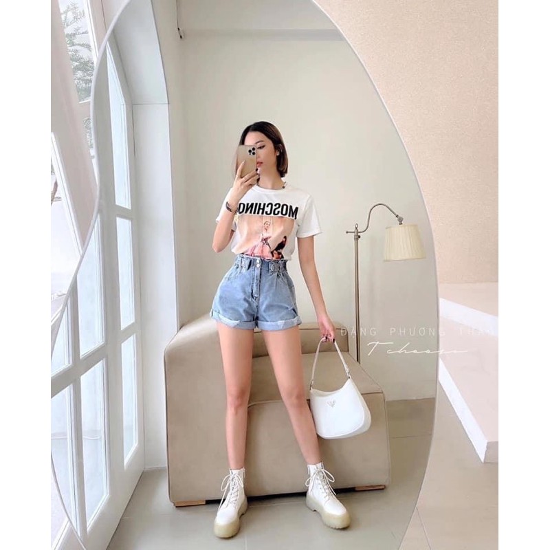 Quần short jean lưng thun ( hình thật 100%)