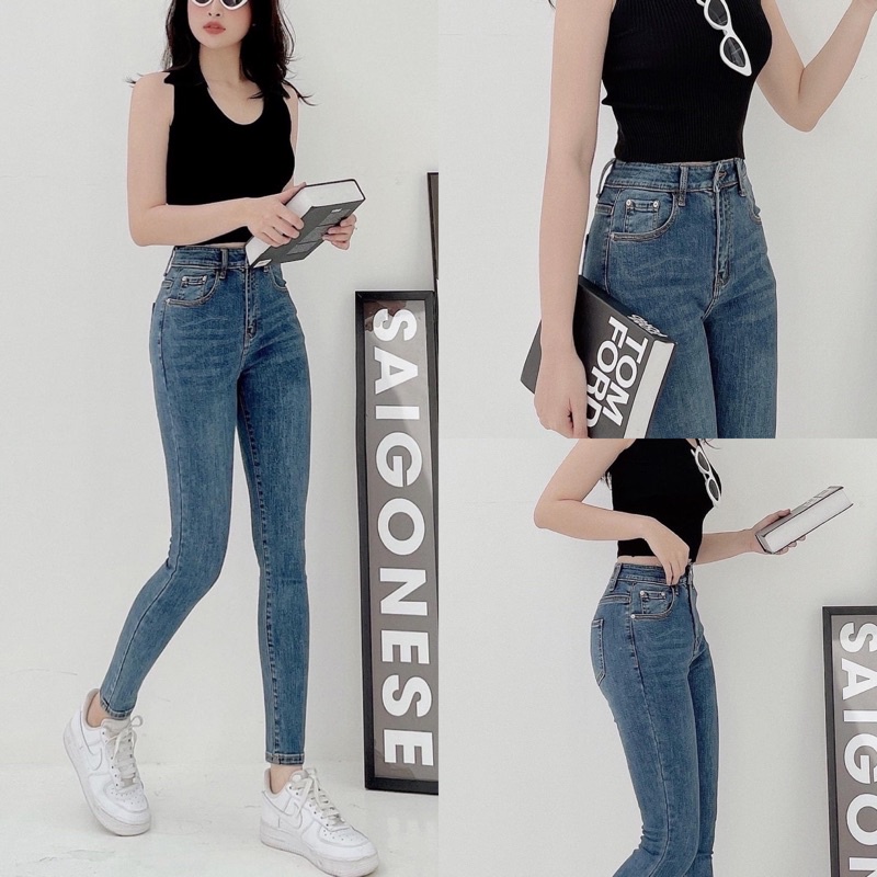 Quần Jean Nữ Skinny LỆ VI lưng cao thêu túi sau chất co giãn siêu thoải mái phom tôn dáng chuẩn xịn đẹp