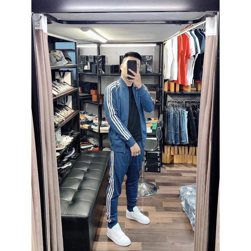 Bộ quần áo thể thao thu đông nam nữ màu xanh dương, set thể thao thu đông nam nữ cao cấp màu xanh dương | BigBuy360 - bigbuy360.vn