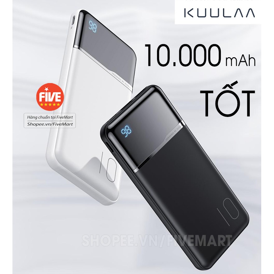 Sạc Dự Phòng 10.000mAh KUULAA K10 LUXURY, Đa Cổng, Màn LED, Siêu Mỏng, Siêu Bền