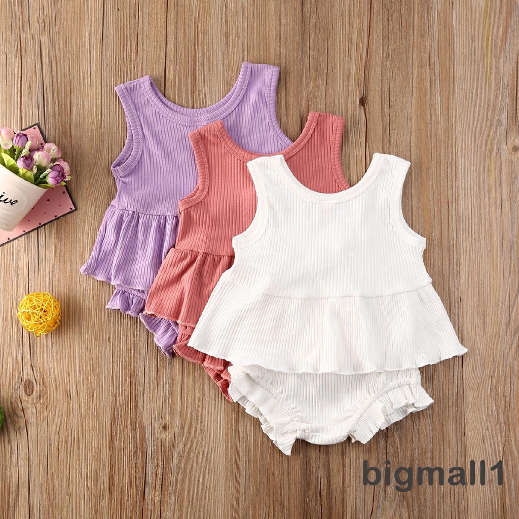 Set Áo Sát Nách Cổ Tròn + Quần Sọt Cho Bé Gái