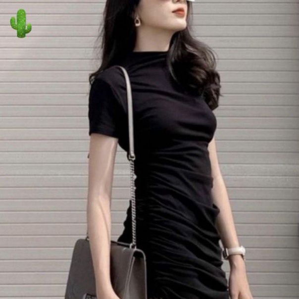 Đầm body tay ngắn rút dây 2 bên cao cấp (B.C)098J