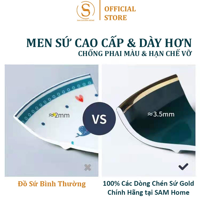 Bộ Tô Chén Dĩa Đĩa Sứ Cao Cấp Victorian Viền Vàng Gold Sang Trọng
