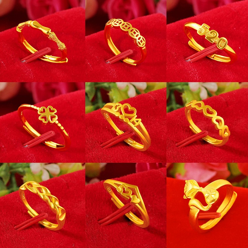Nhẫn mạ vàng 24K giả kiểu Việt Nam có thể điều chỉnh thời trang cho nam và nữ