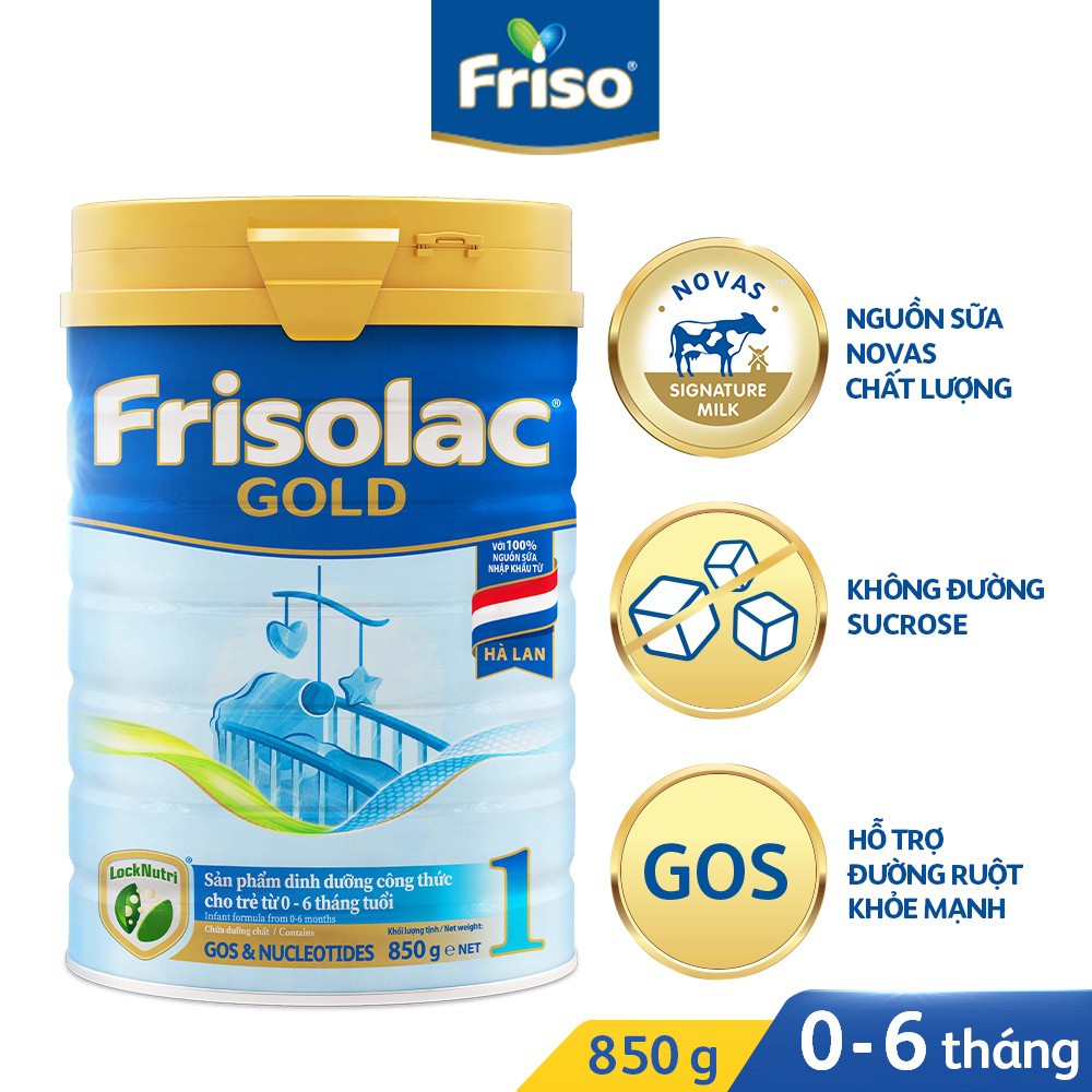 Sữa Bột Frisolac Gold 1 850g-Hàng móp nhẹ