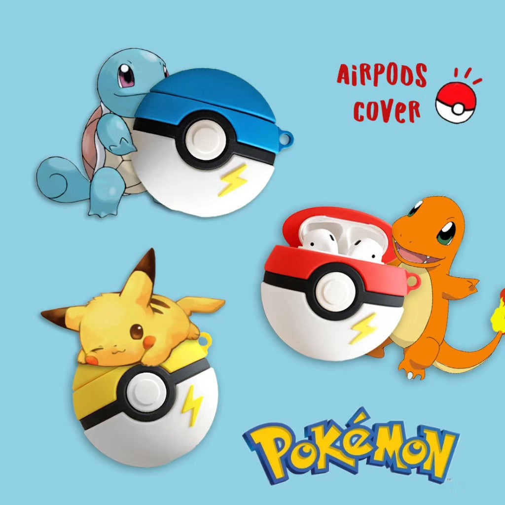 Vỏ bảo vệ hộp sạc tai nghe hình pokemon ngộ nghĩnh thích hợp cho Airpods 1 / 2