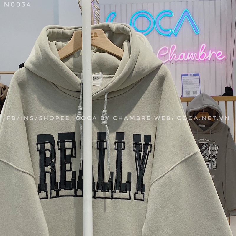 [N0034]📺 Áo HOODIE nỉ bông dày in mix thêu REALLY form rộng (Có sẵn/ảnh thật) | BigBuy360 - bigbuy360.vn